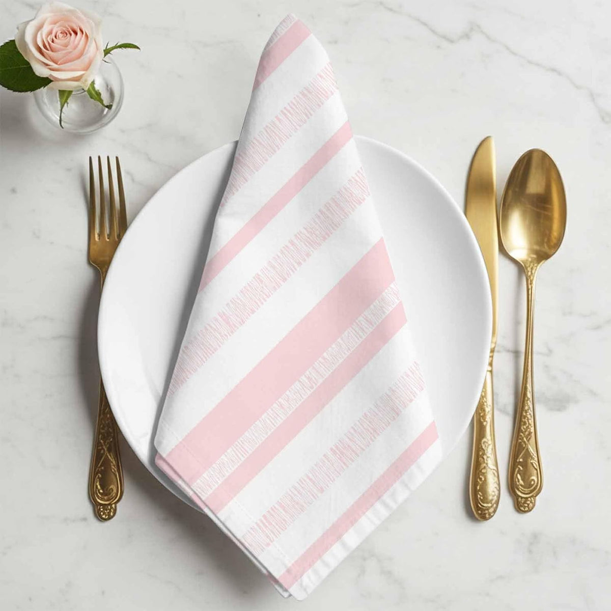 Pastel Pink Stripe Cloth Napkins Set of 4 Modern Minimalist Geometric Vertical Bands Napkins Cloth Washable Reusable Soft Napkin for Birthday Party Wedding Dining Table Decorations 20x20 Inch