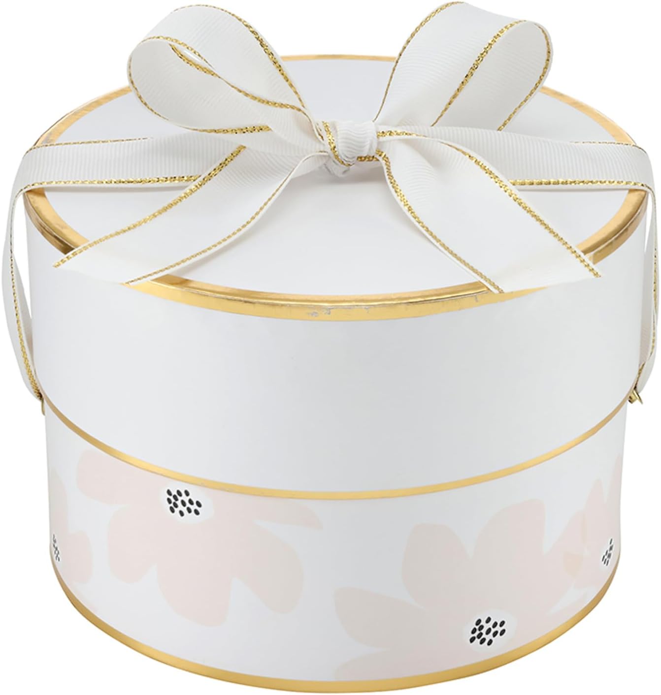 Gift Wrap Co. Nested Gift Box 2-Piece Set Round Designer Boxes with Lids, Large and Small, Pink Floral