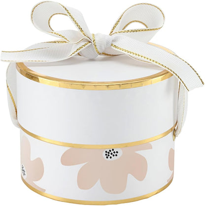 Gift Wrap Co. Nested Gift Box 2-Piece Set Round Designer Boxes with Lids, Large and Small, Pink Floral