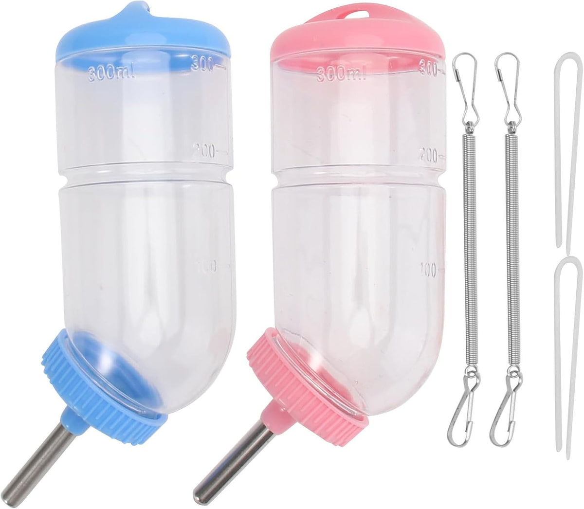 2Pcs Pet Water Drinking Feeder Fountain for Rabbits Guinea Pigs Hamsters Small Animals Pink Blue Practical Animal Water Bottle Random Color