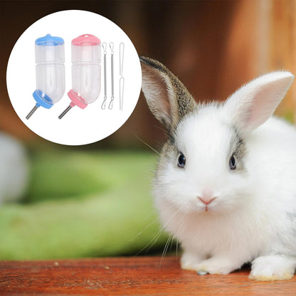 2Pcs Pet Water Drinking Feeder Fountain for Rabbits Guinea Pigs Hamsters Small Animals Pink Blue Practical Animal Water Bottle Random Color
