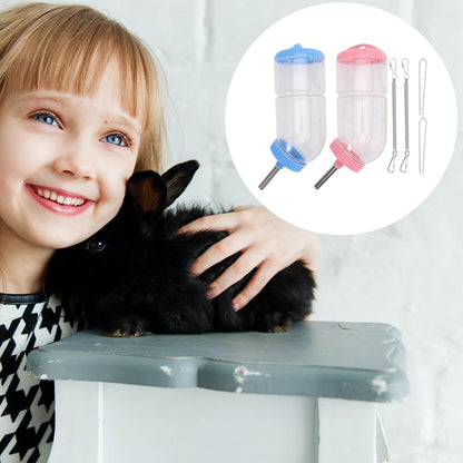 2Pcs Pet Water Drinking Feeder Fountain for Rabbits Guinea Pigs Hamsters Small Animals Pink Blue Practical Animal Water Bottle Random Color