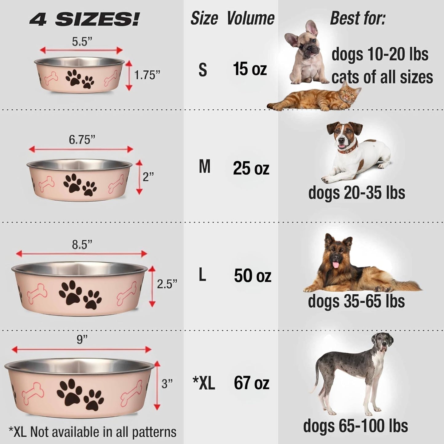 Loving Pets Bella Dog Bowls- Stainless Steel Dog & Cat Bowls - Spill Proof Dog Food Bowl, Cat Bowl, Puppy Essentials & Pet Supplies Great for Home & Travel (Medium 20-35 lbs, Paparazzi Pink)