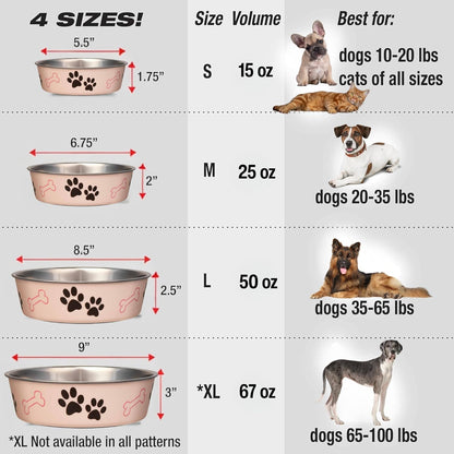 Loving Pets Bella Dog Bowls- Stainless Steel Dog & Cat Bowls - Spill Proof Dog Food Bowl, Cat Bowl, Puppy Essentials & Pet Supplies Great for Home & Travel (Medium 20-35 lbs, Paparazzi Pink)