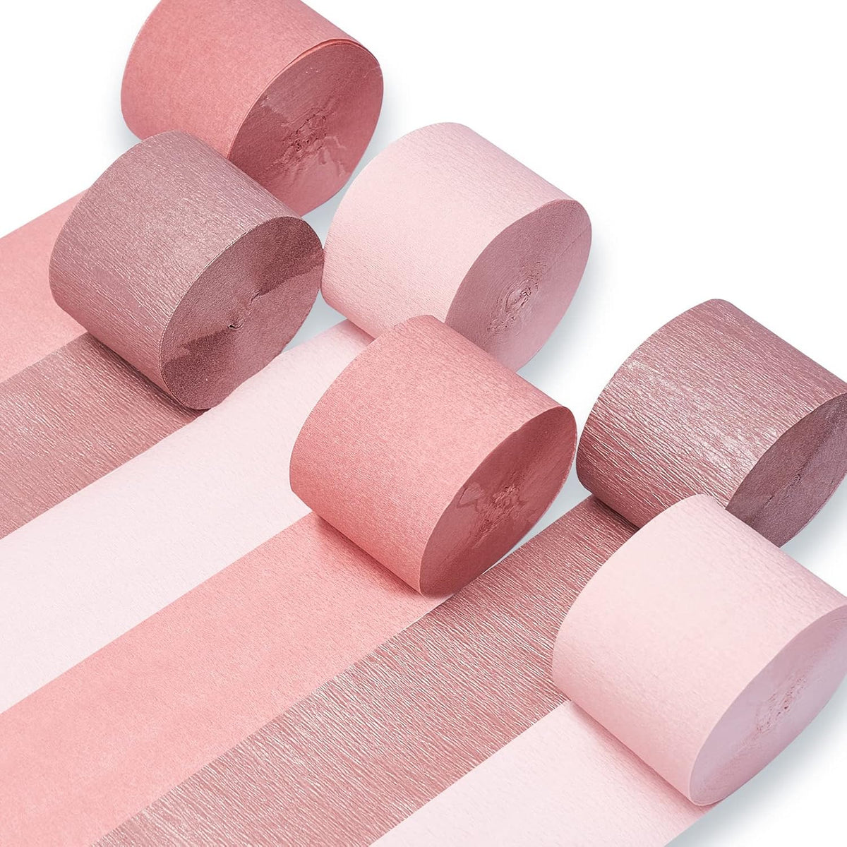 Rose Gold Crepe Paper 6pcs 492 FT Baby Metallic Pink Streamers