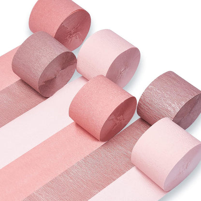 Rose Gold Crepe Paper 6pcs 492 FT Baby Metallic Pink Streamers