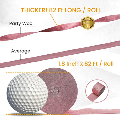 Rose Gold Crepe Paper 6pcs 492 FT Baby Metallic Pink Streamers