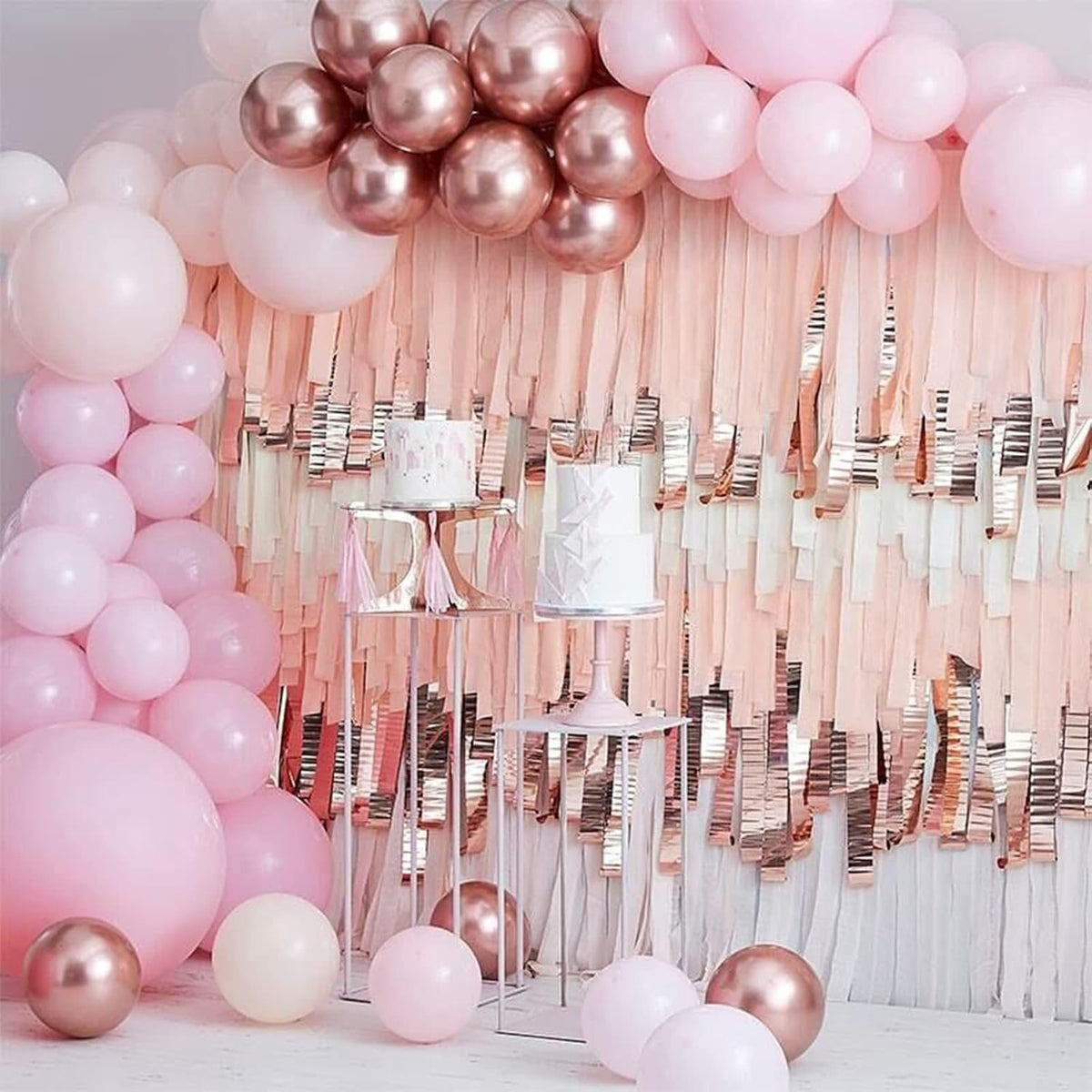 Rose Gold Crepe Paper 6pcs 492 FT Baby Metallic Pink Streamers