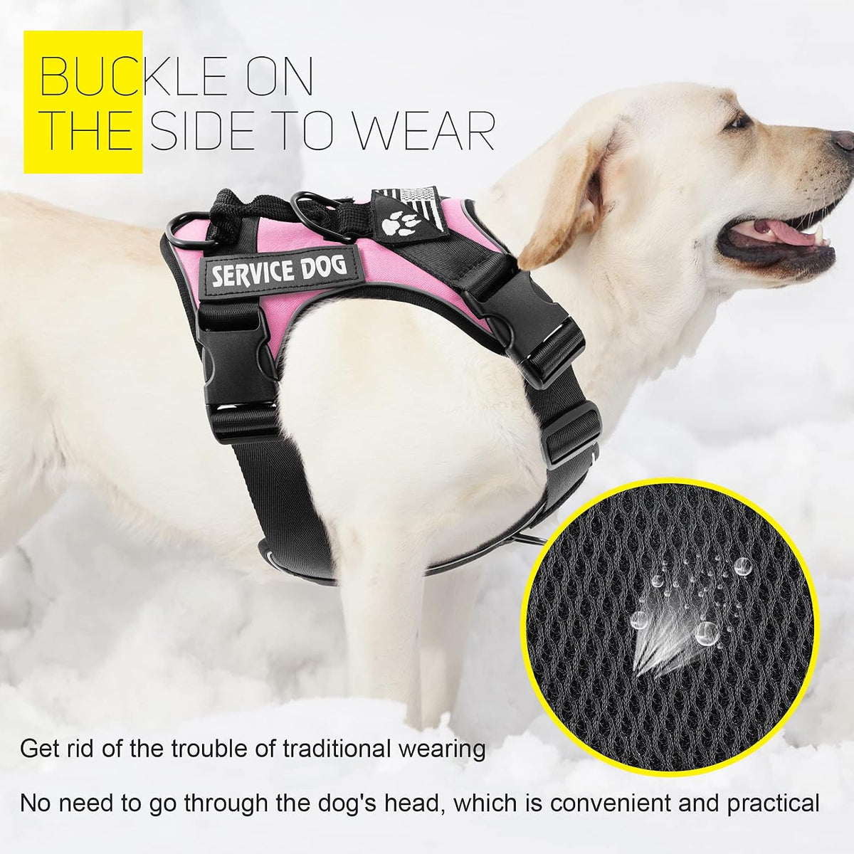 Service Dog Harness, Reflective Dog Vest Harness with 5 PCS Patches, Adjustable Soft Oxford Pet Harness, Inner Layer Mesh, Easy to Control for Dogs