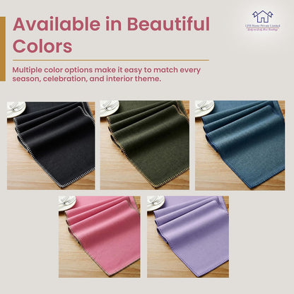 LFH HOME Cotton Rich Table Runner with Blanket Stitch,18 x 72 Inch Decorative Farmhouse Dining Table Runner, Washable Table Decor for Kitchen,Dining Room,Coffee Table,Buffet & Holiday Decor,Baby Pink