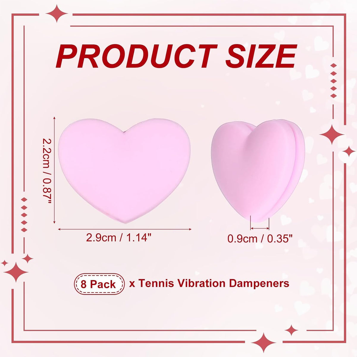 Tennis Dampener, Heart Silicone Tennis Racket Dampeners Racket Shock Absorber to Reduce Vibration Soft
