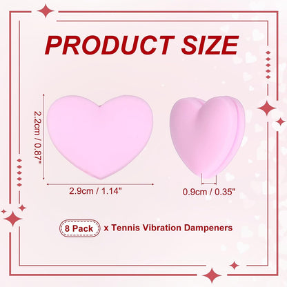 Tennis Dampener, Heart Silicone Tennis Racket Dampeners Racket Shock Absorber to Reduce Vibration Soft