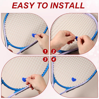 Tennis Dampener, Heart Silicone Tennis Racket Dampeners Racket Shock Absorber to Reduce Vibration Soft