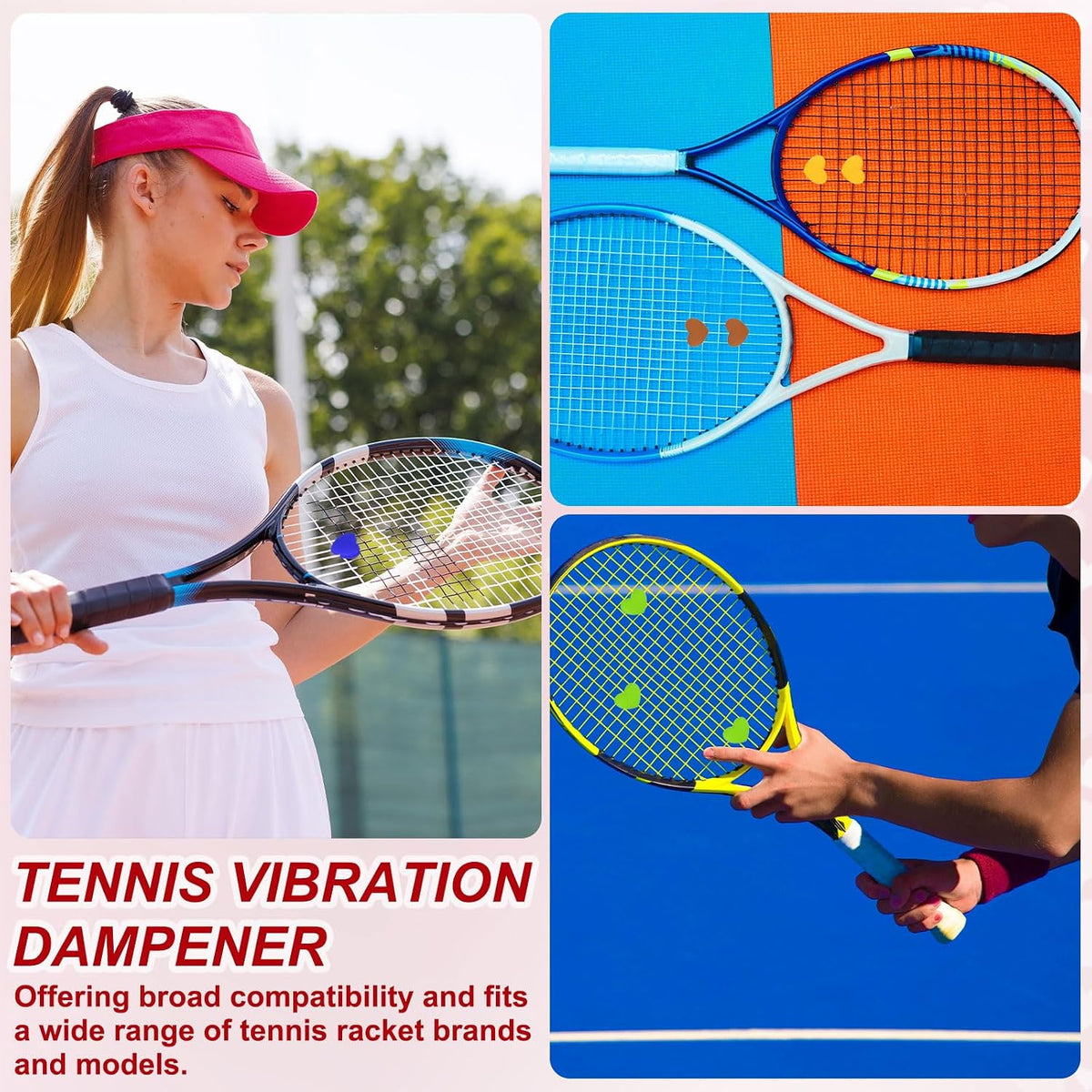 Tennis Dampener, Heart Silicone Tennis Racket Dampeners Racket Shock Absorber to Reduce Vibration Soft
