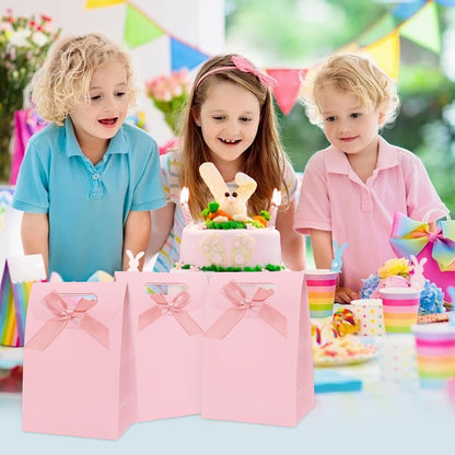 gift bags with handles medium size 7×4×10 inch 16pcs for gift wrap birthday,party favor,wedding,anniversary (pink)