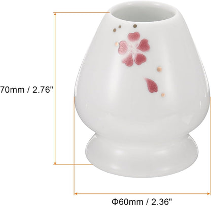 Ceramic Chasen Stand 70mm Matcha Whisk Holder Teas Set Whisks Stand Traditional Matcha Tea Chasen Holder Tea Set Accessories for Tea Tasting, Cherry Blossoms Pink