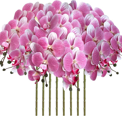 8 Pcs Artificial Phalaenopsis Flowers 32 Inch Artificial Orchid Flowers Fake Flowers Stem Plants for Home Décor (Pink)