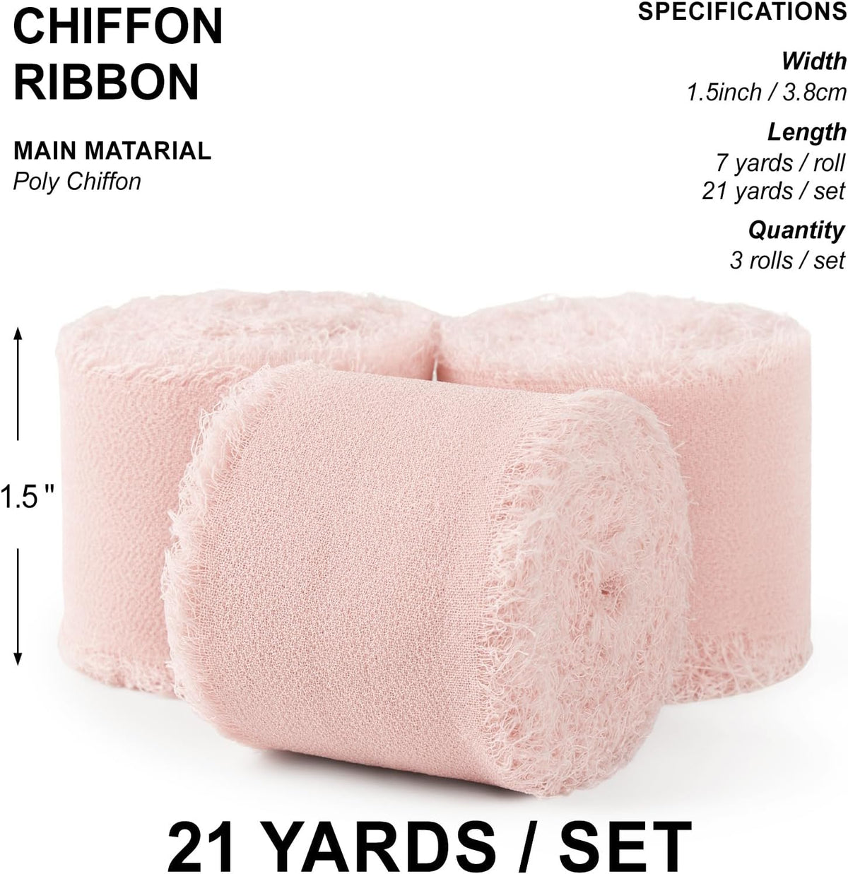 Blush Pink Chiffon Ribbon 1.5" x 21 Yd