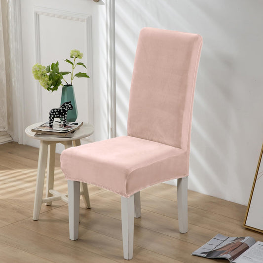 Soft Velvet Dining Chair Covers for Dining Room Set of 6 Pack Velvet Slipcovers Chairs Cover Stretch Slipcover, Pink