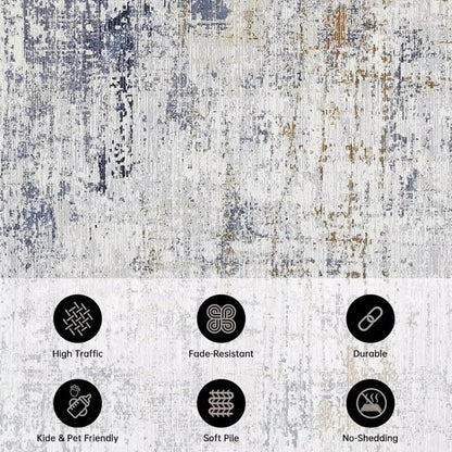 Contemporary Aesthetic Abstract Art Rug 2x3 Soft Cream Pink Washable Rugs for Living Room Bedroom Diningroom Non Slip Large Carpet Modern Vibrant Playroom Nursery Non Shedding Easy Clean Mats
