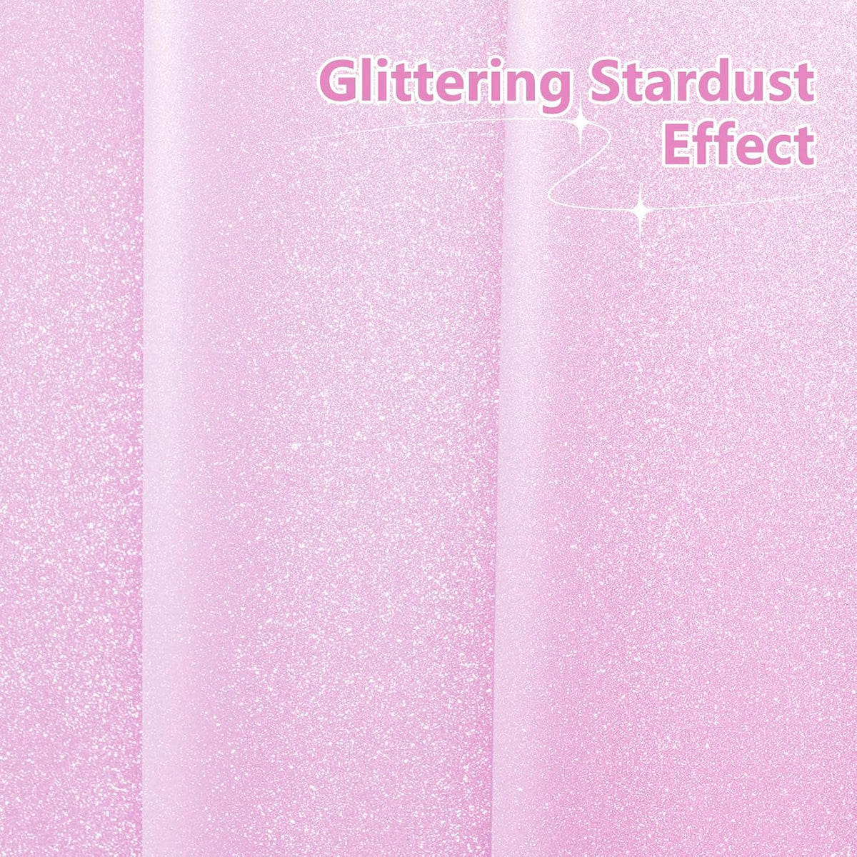 Waterproof Plastic Dreamy Pink Glitter Shower Curtain, Sparkle PEVA Shower Curtain Liner with 3 Large Magnets, 72 x 72 inch Blingbling Shimmery Bathroom Décor Shower Curtain Rose Pink