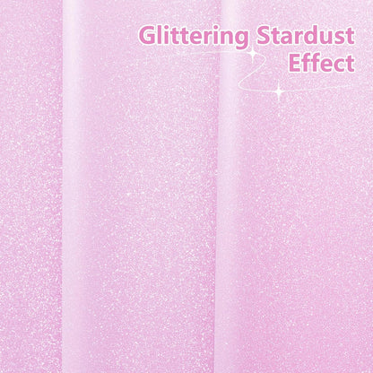 Waterproof Plastic Dreamy Pink Glitter Shower Curtain, Sparkle PEVA Shower Curtain Liner with 3 Large Magnets, 72 x 72 inch Blingbling Shimmery Bathroom Décor Shower Curtain Rose Pink