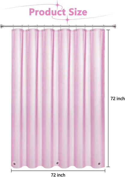 Waterproof Plastic Dreamy Pink Glitter Shower Curtain, Sparkle PEVA Shower Curtain Liner with 3 Large Magnets, 72 x 72 inch Blingbling Shimmery Bathroom Décor Shower Curtain Rose Pink