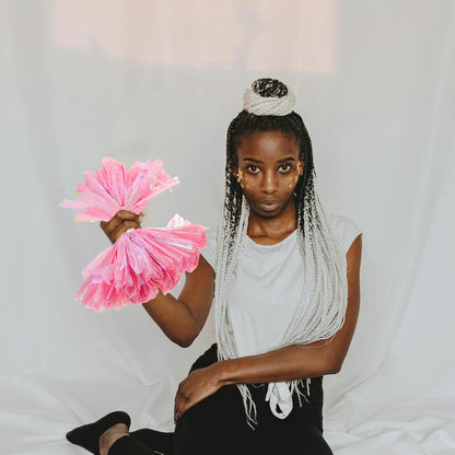2pcs Cheer Pom Poms with Handle for Competition Cheerleading Team Spirit Accessories 6-inch Rainbow Matte Pink for School Dance Performances
