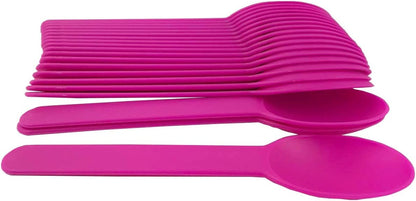 MMvolesy Pink Premium Plastic Spoons 5.9Ice Cream &Dessert Spoon 50 Count