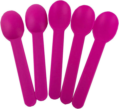 MMvolesy Pink Premium Plastic Spoons 5.9Ice Cream &Dessert Spoon 50 Count