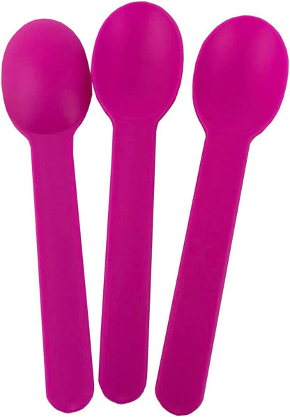 MMvolesy Pink Premium Plastic Spoons 5.9Ice Cream &Dessert Spoon 50 Count