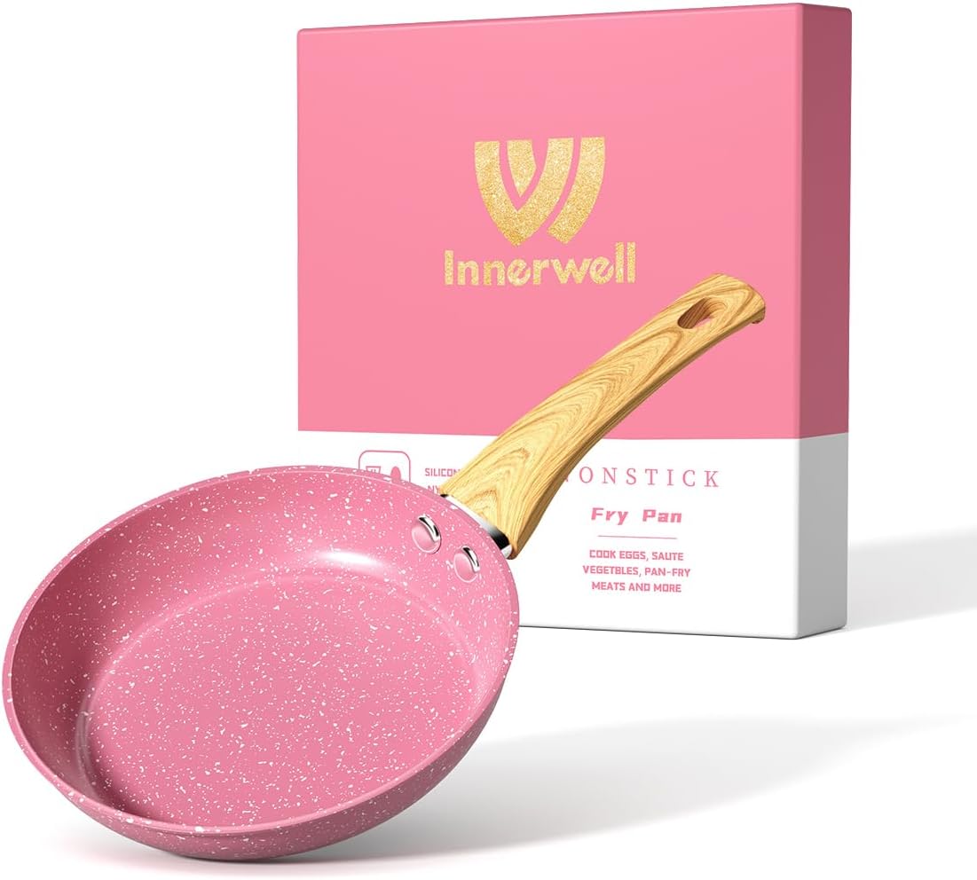8-Inch Pink Nonstick Frying Pan Small Egg Pan Skillet