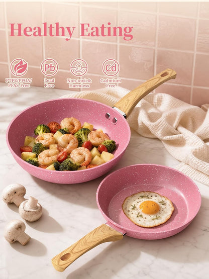 8-Inch Pink Nonstick Frying Pan Small Egg Pan Skillet