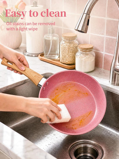8-Inch Pink Nonstick Frying Pan Small Egg Pan Skillet