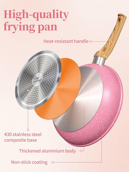 8-Inch Pink Nonstick Frying Pan Small Egg Pan Skillet