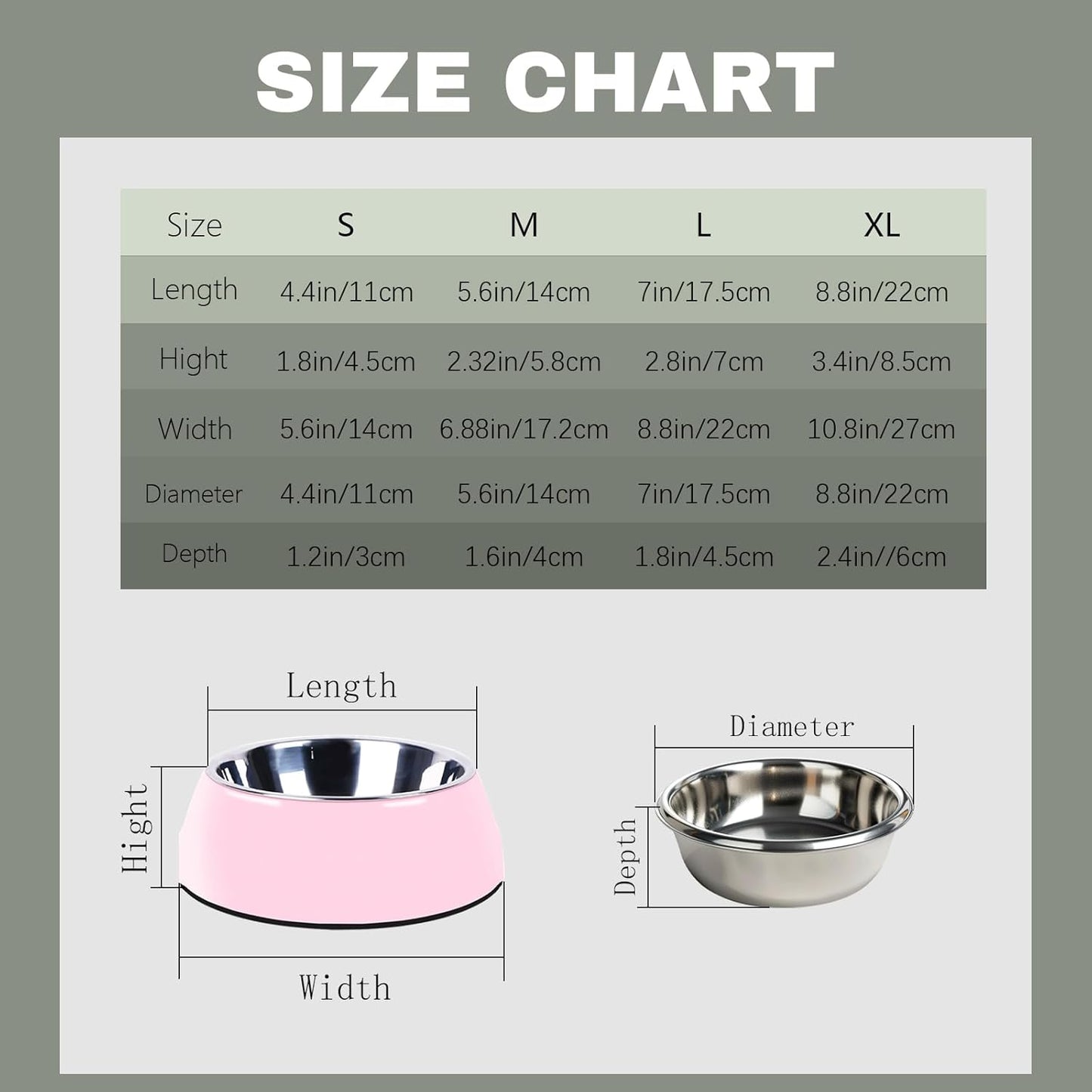 Personalized Stainless Steel Dog & Cat Food/Water Bowls – Custom Pet Name, Non-Slip, Easy Clean Feeding Dishes with Separate Plates(Pink)