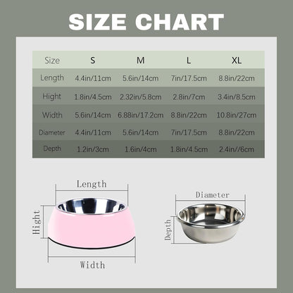 Personalized Stainless Steel Dog & Cat Food/Water Bowls – Custom Pet Name, Non-Slip, Easy Clean Feeding Dishes with Separate Plates(Pink)