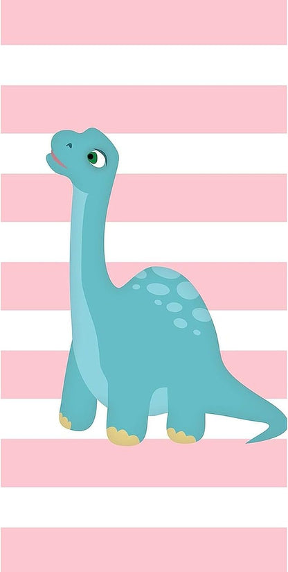 Cute Blue Dinosaur On Pastel Pink Stripes Beach to 30"x60" Absorbent Cotton Back, Soft Beach, Pool Towel