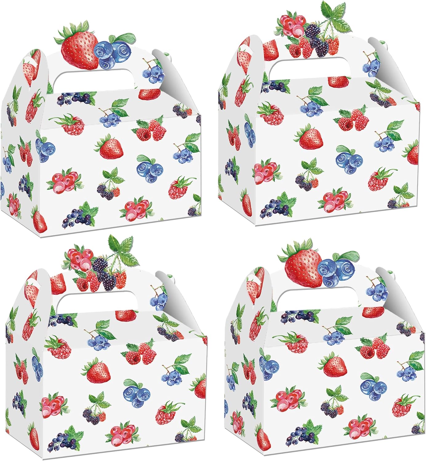 umoni Berry Favor Box Berry Sweet Birthday Baby Shower Party Supplies 12PCS Strawberry Raspberry Blueberry Gable Gift Box Berries Goodie Boxes for Fruit Theme Party Decor