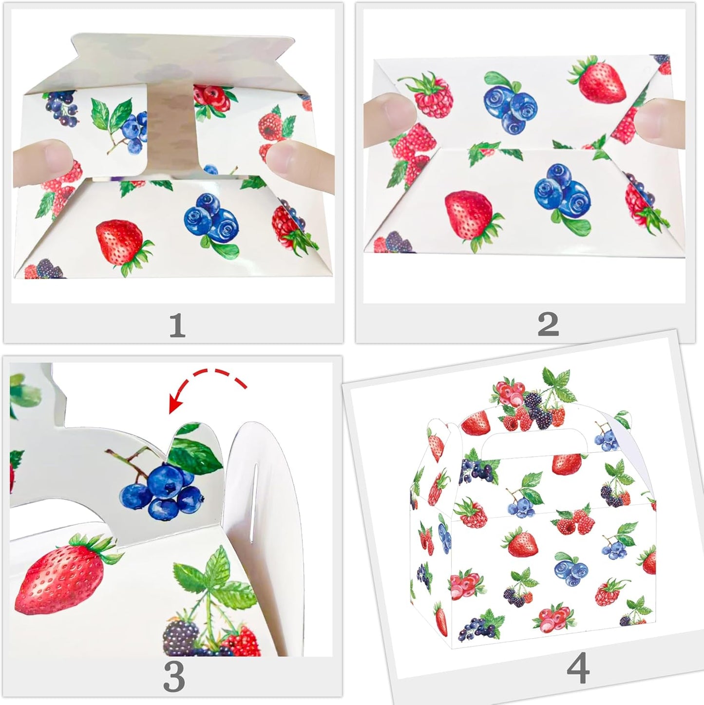 umoni Berry Favor Box Berry Sweet Birthday Baby Shower Party Supplies 12PCS Strawberry Raspberry Blueberry Gable Gift Box Berries Goodie Boxes for Fruit Theme Party Decor