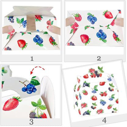 umoni Berry Favor Box Berry Sweet Birthday Baby Shower Party Supplies 12PCS Strawberry Raspberry Blueberry Gable Gift Box Berries Goodie Boxes for Fruit Theme Party Decor