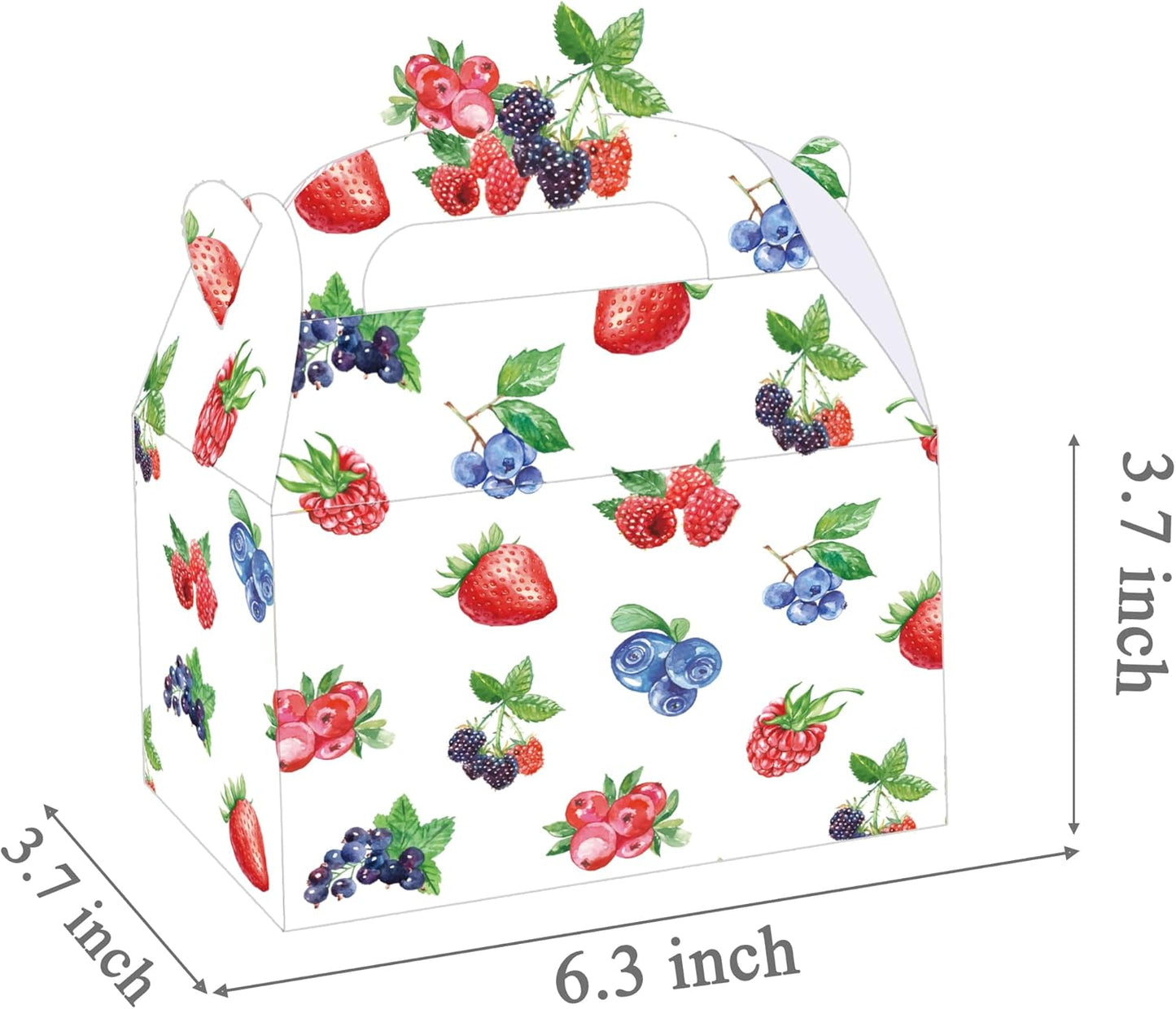 umoni Berry Favor Box Berry Sweet Birthday Baby Shower Party Supplies 12PCS Strawberry Raspberry Blueberry Gable Gift Box Berries Goodie Boxes for Fruit Theme Party Decor