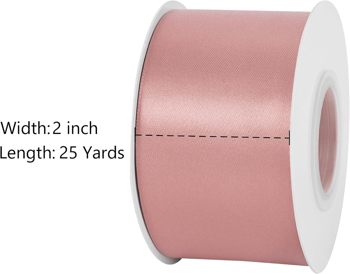 2 inch Wide 25 Yards Double Face Peach Pink Satin Ribbon Peach Pink Fabric Ribbon for Gift Wrapping Very Suitable for Weddings Decoration Bouquet Balloons Arts Craft Sewing Hair Bow