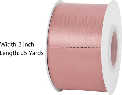 2 inch Wide 25 Yards Double Face Peach Pink Satin Ribbon Peach Pink Fabric Ribbon for Gift Wrapping Very Suitable for Weddings Decoration Bouquet Balloons Arts Craft Sewing Hair Bow