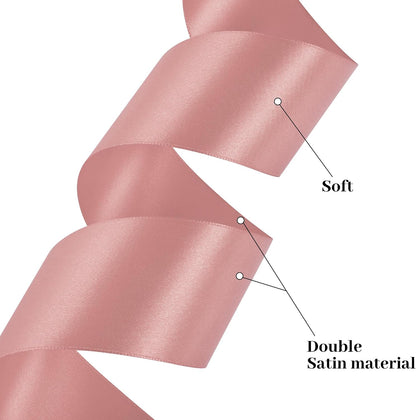 2 inch Wide 25 Yards Double Face Peach Pink Satin Ribbon Peach Pink Fabric Ribbon for Gift Wrapping Very Suitable for Weddings Decoration Bouquet Balloons Arts Craft Sewing Hair Bow