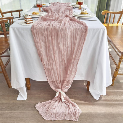4 Pack Pink Cheesecloth Table Runner for Fall Birthday Party Home Decor