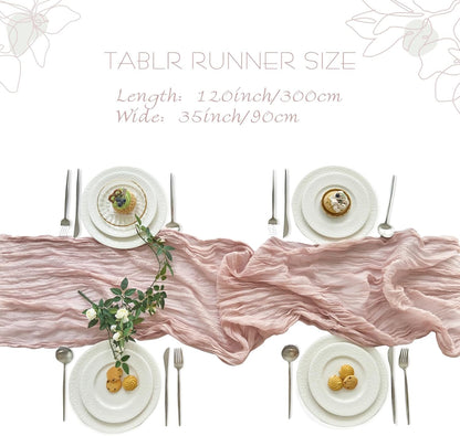 4 Pack Pink Cheesecloth Table Runner for Fall Birthday Party Home Decor
