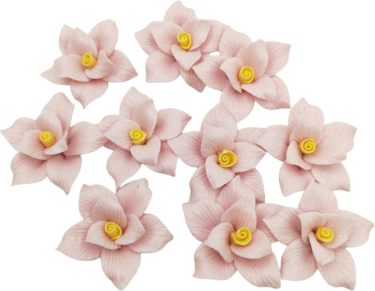 10 PCS 3D Flower Ceramic Tiles,1.6" Handmade Procelain Ceramic Flowers for Artwork,Fish Tank,Vases,Living Room, Dining Table,Office, Home Floral Decor (Double-Flowered Pink)