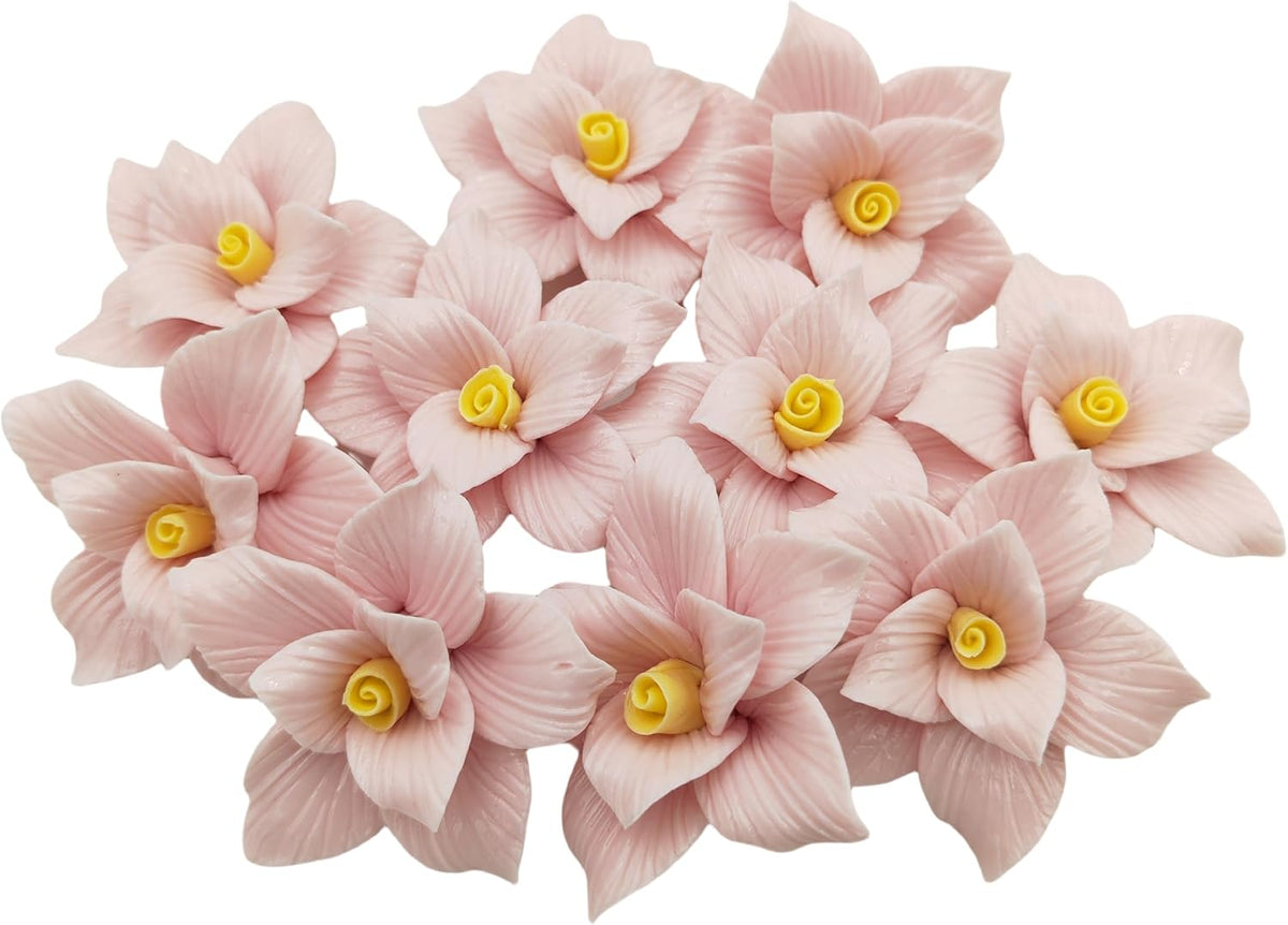 10 PCS 3D Flower Ceramic Tiles,1.6" Handmade Procelain Ceramic Flowers for Artwork,Fish Tank,Vases,Living Room, Dining Table,Office, Home Floral Decor (Double-Flowered Pink)