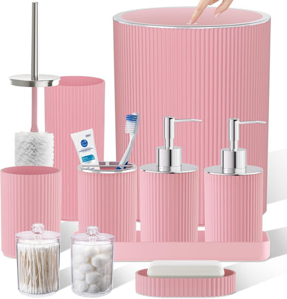 Light Pink Bathroom Accessories Set, 10PC Bathroom Restroom Sets